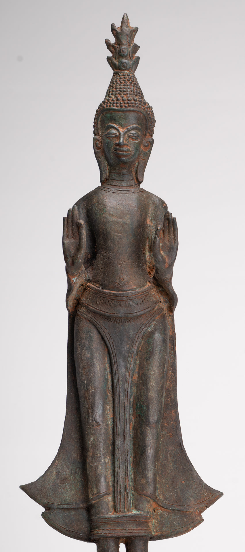 Buddha Statue - Antique Laos Style Standing Buddha Statue in Dharmachakra Teaching Mudra - 50cm/20"