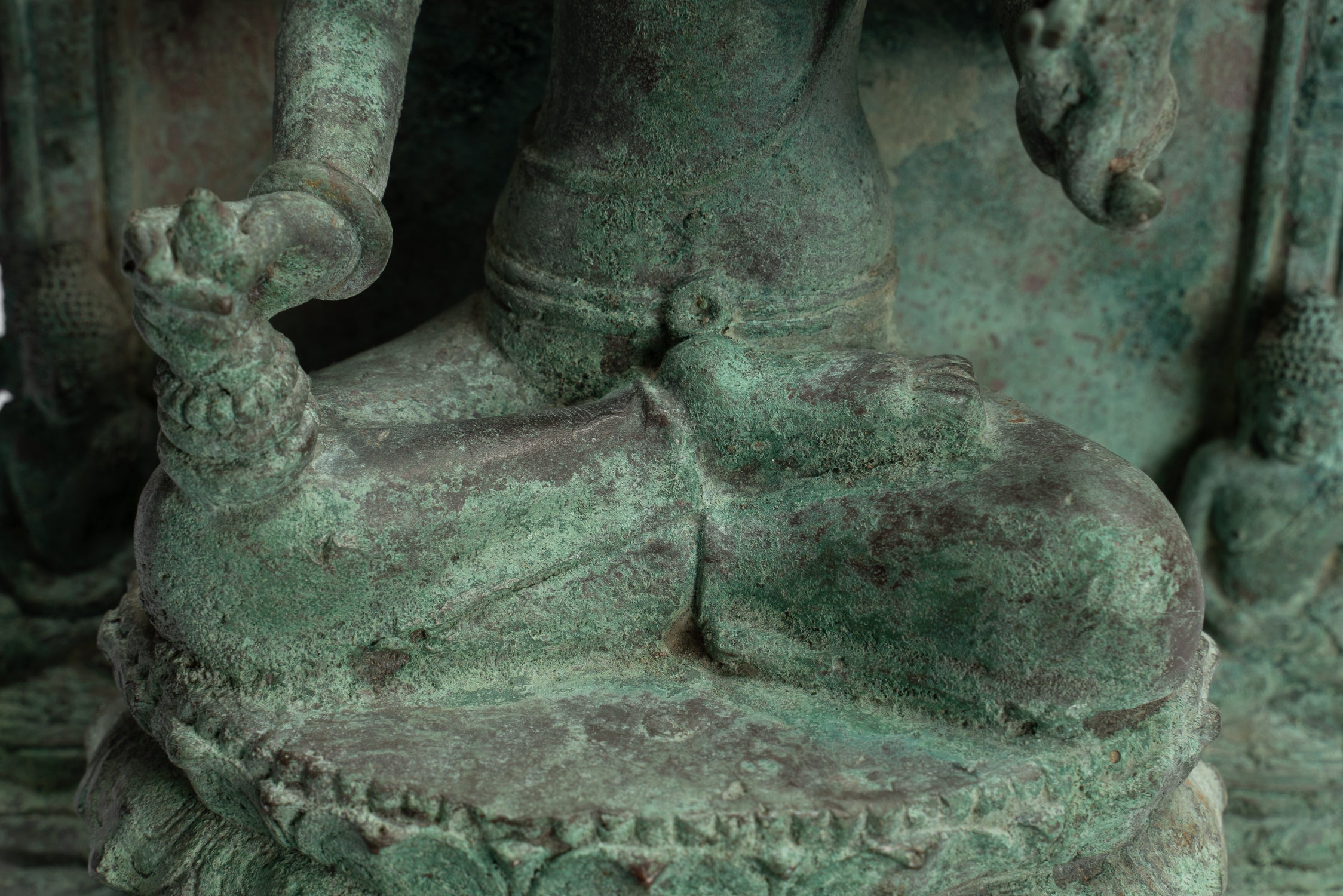 Lokeshvara Statue - Antique Indonesian Style Bronze Javanese Enthroned Seated Lokeshvara Statue -34cm/14"