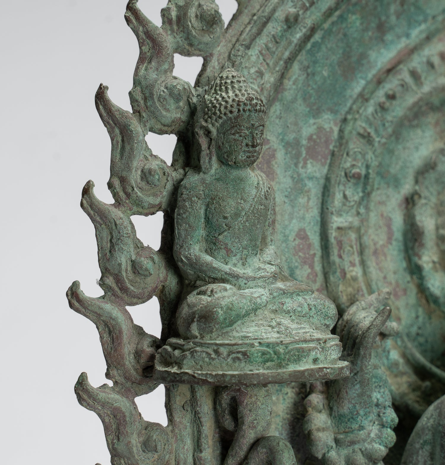 Lokeshvara Statue - Antique Indonesian Style Bronze Javanese Enthroned Seated Lokeshvara Statue -34cm/14"