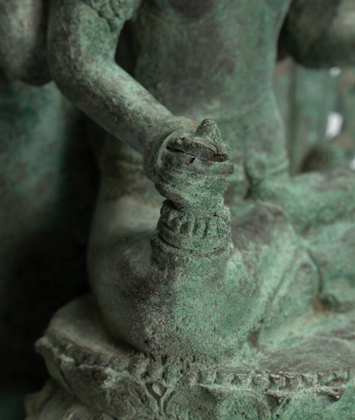 Lokeshvara Statue - Antique Indonesian Style Bronze Javanese Enthroned Seated Lokeshvara Statue -34cm/14"