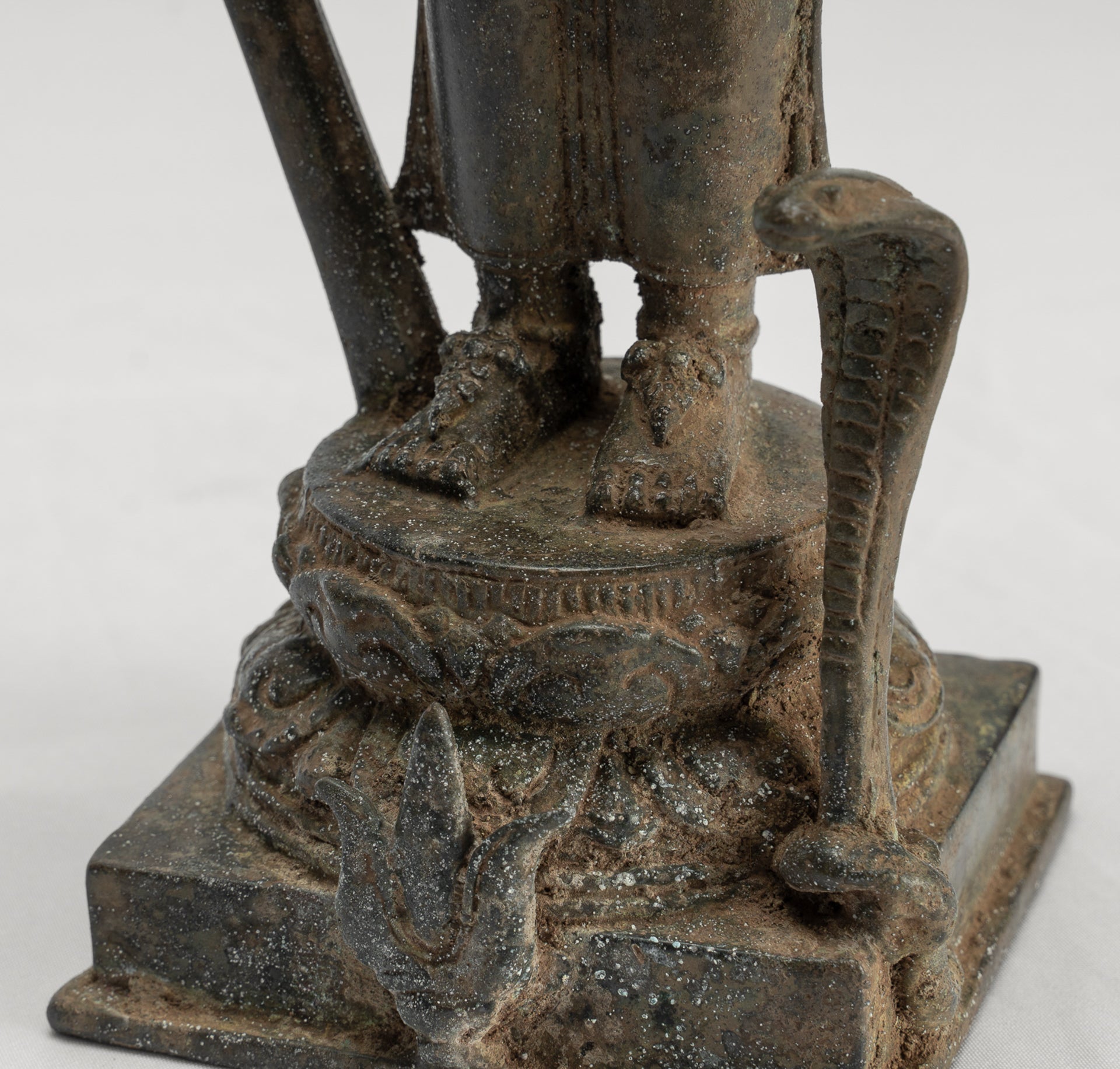 Shiva Statue - Antique Indonesian Style Bronze Javanese Standing 6-Arm Shiva Statue - 36cm/14"