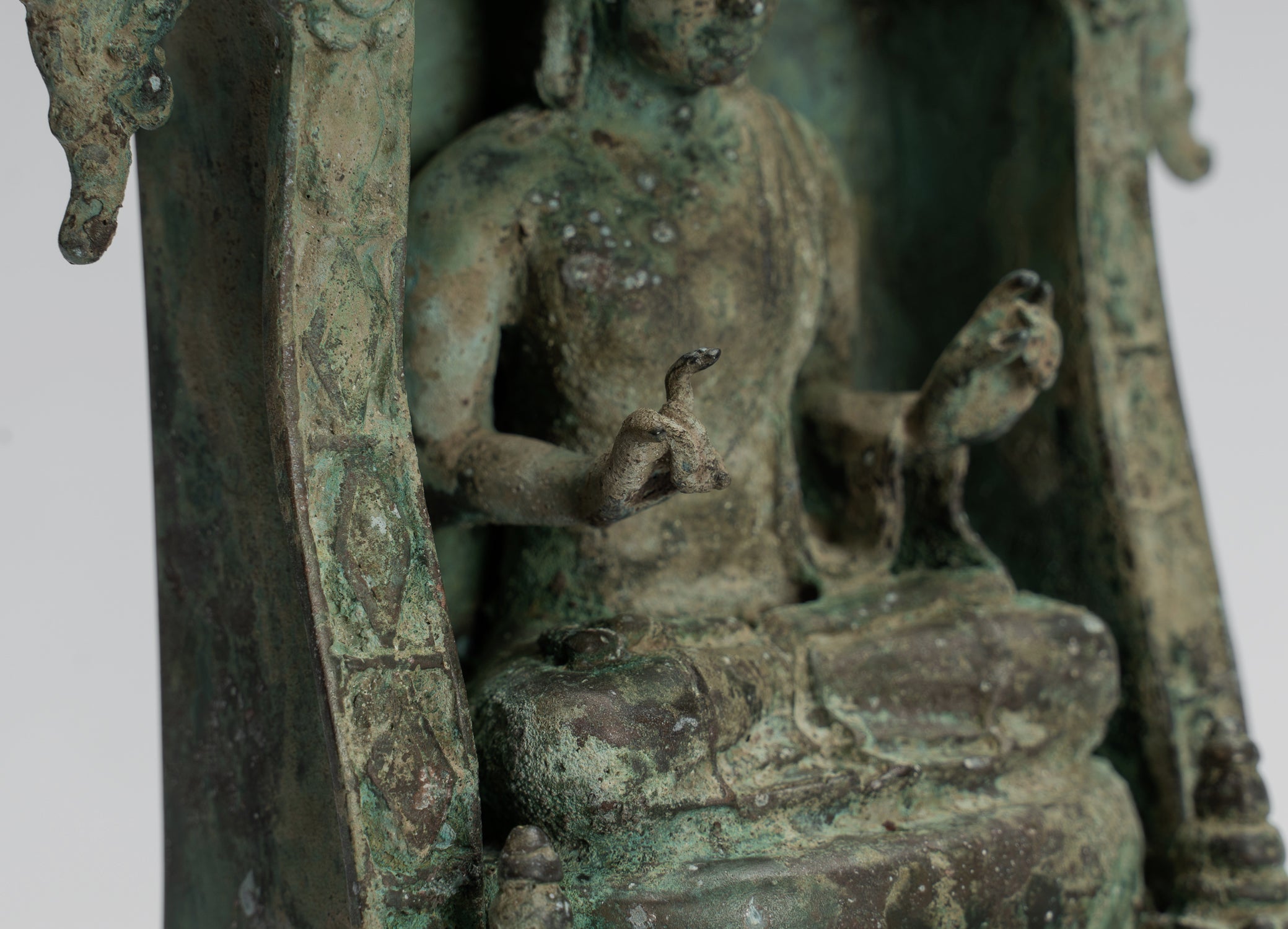 Buddha Statue - Antique Indonesian Style Bronze Seated Javanese Teaching Buddha Statue -26cm/10"
