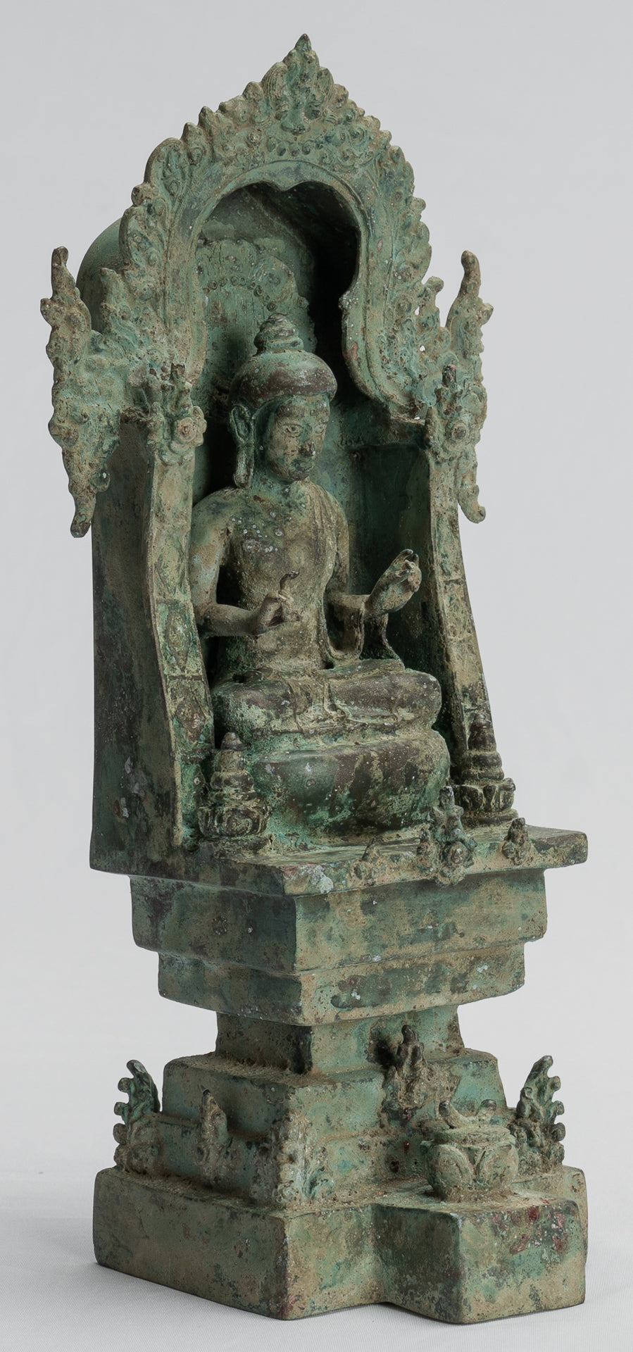 Buddha Statue - Antique Indonesian Style Bronze Seated Javanese Teaching Buddha Statue -26cm/10"