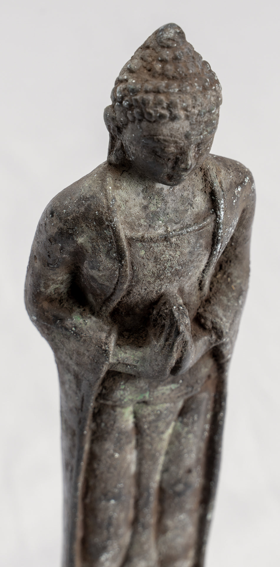 Buddha Statue - Antique Indonesian Style Standing Bronze Javanese Adoration Buddha - 16cm/6"