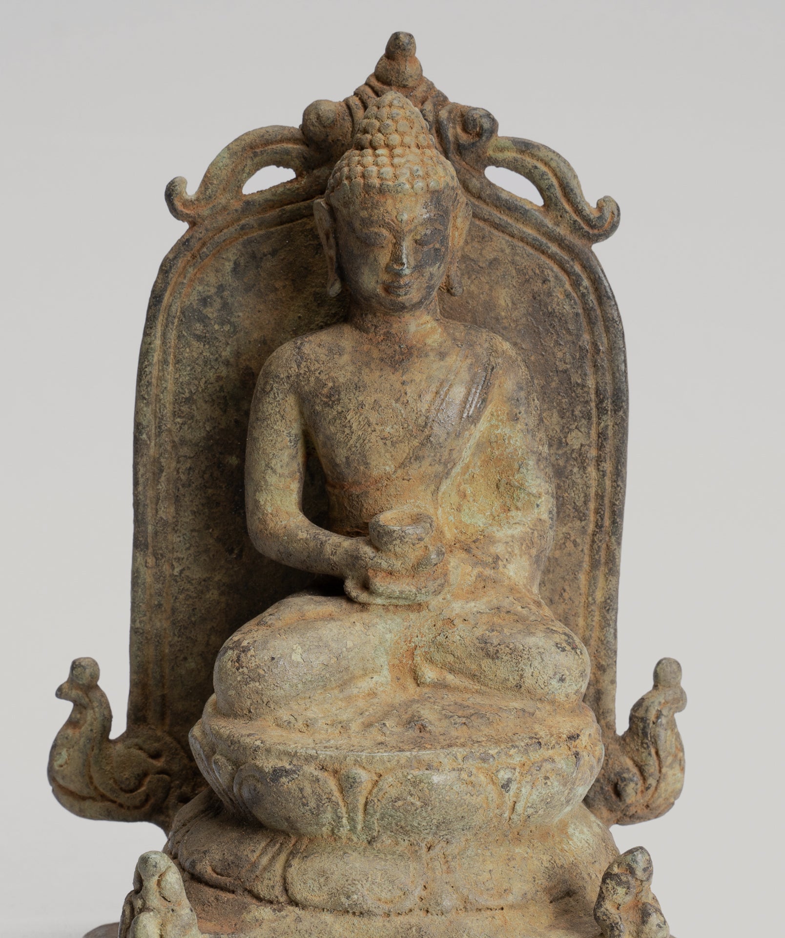 Buddha Statue - Antique Indonesian Style Bronze Seated Javanese Amitabha Buddha Statue - 16cm/6"