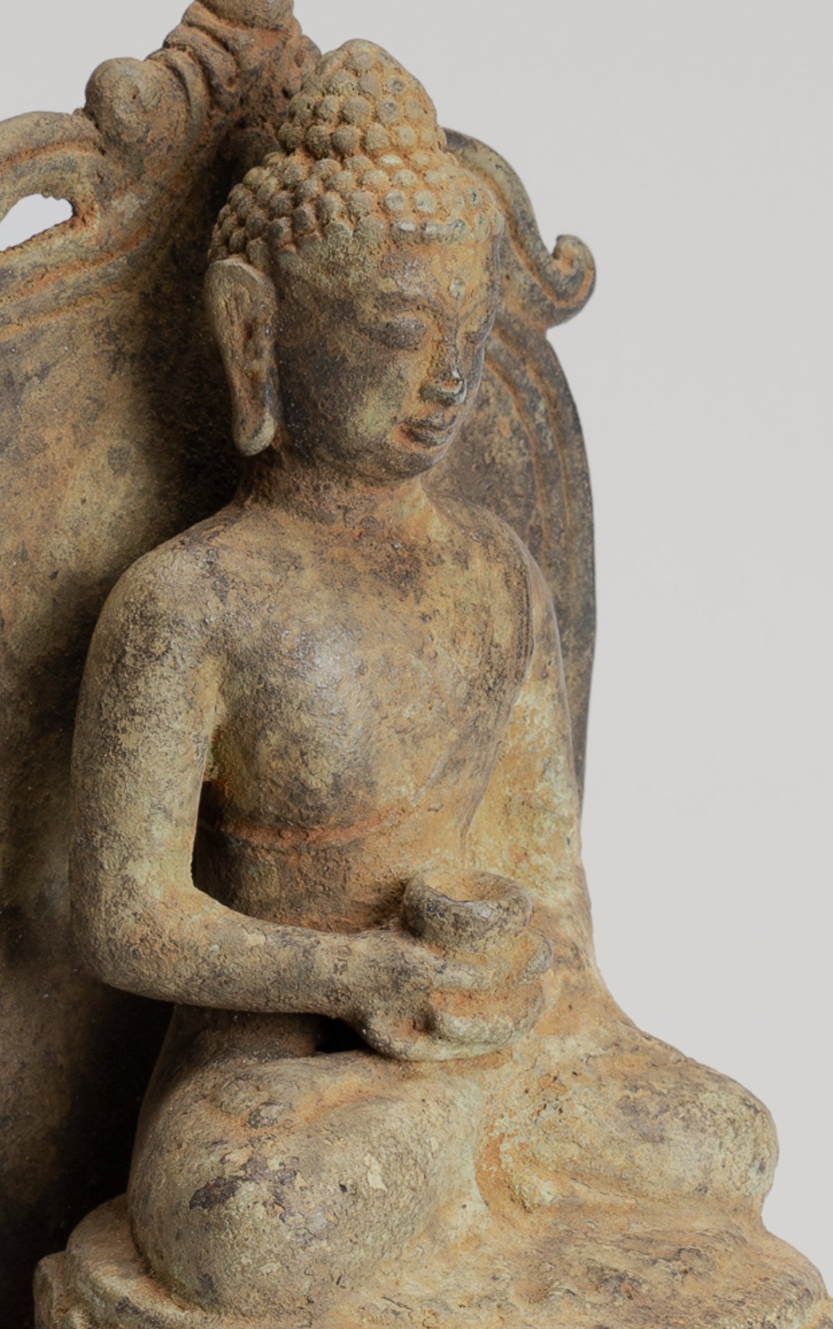 Buddha Statue - Antique Indonesian Style Bronze Seated Javanese Amitabha Buddha Statue - 16cm/6"