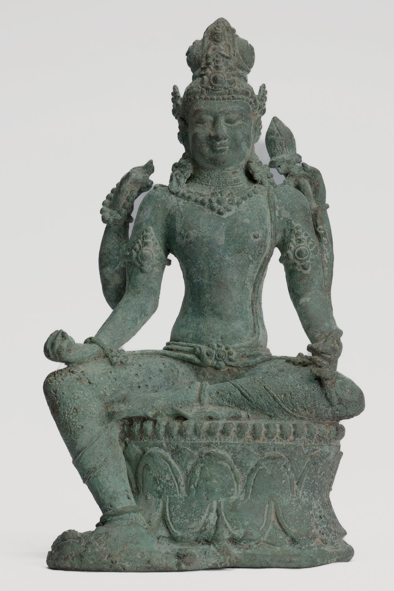 Bodhisattva Statue -Antique Indonesian Style Javanese Avalokiteshvara Bodhisattva Statue - 20.5cm/8"