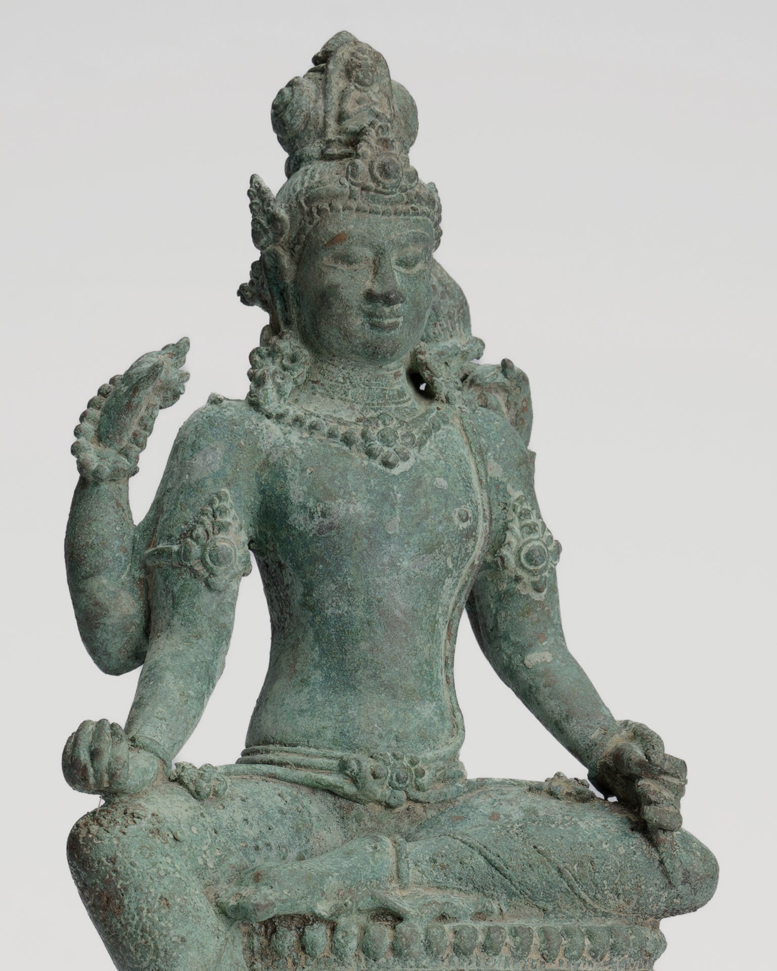 Bodhisattva Statue -Antique Indonesian Style Javanese Avalokiteshvara Bodhisattva Statue - 20.5cm/8"