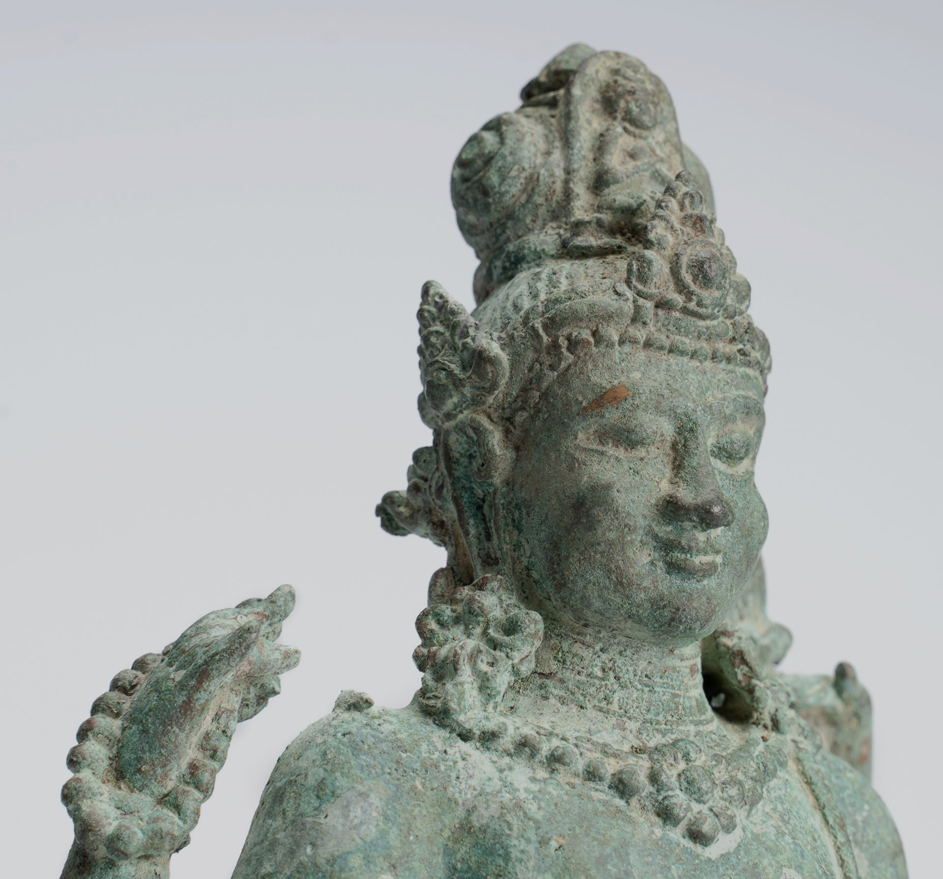 Bodhisattva Statue -Antique Indonesian Style Javanese Avalokiteshvara Bodhisattva Statue - 20.5cm/8"