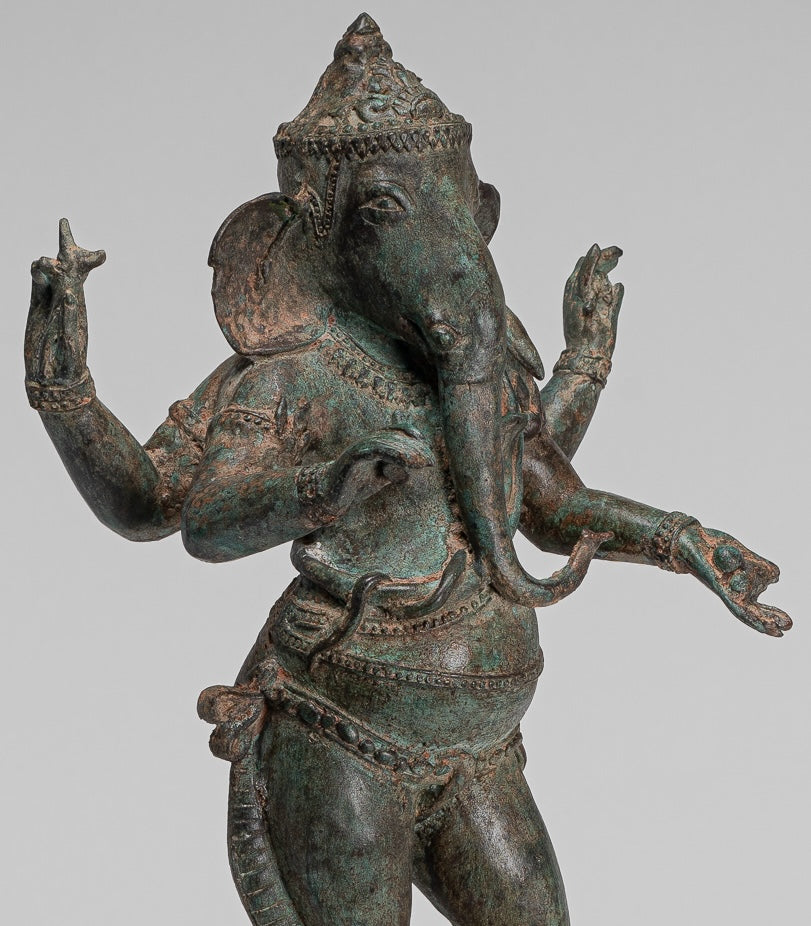 Ganesha Statue - Antique Chola Style Indian Bronze Standing Ganesh Statue - 49cm/20"