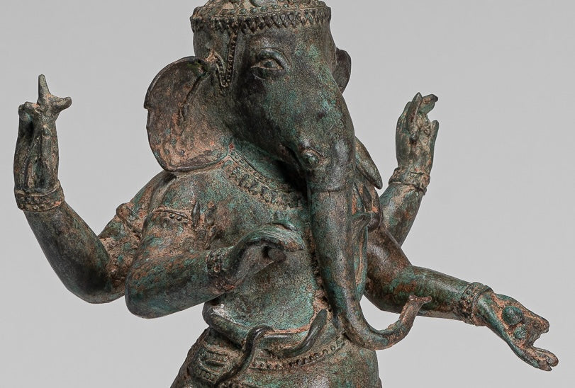 Ganesha Statue - Antique Chola Style Indian Bronze Standing Ganesh Statue - 49cm/20"