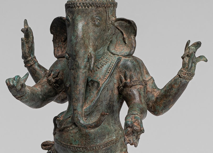 Ganesha Statue - Antique Chola Style Indian Bronze Standing Ganesh Statue - 49cm/20"