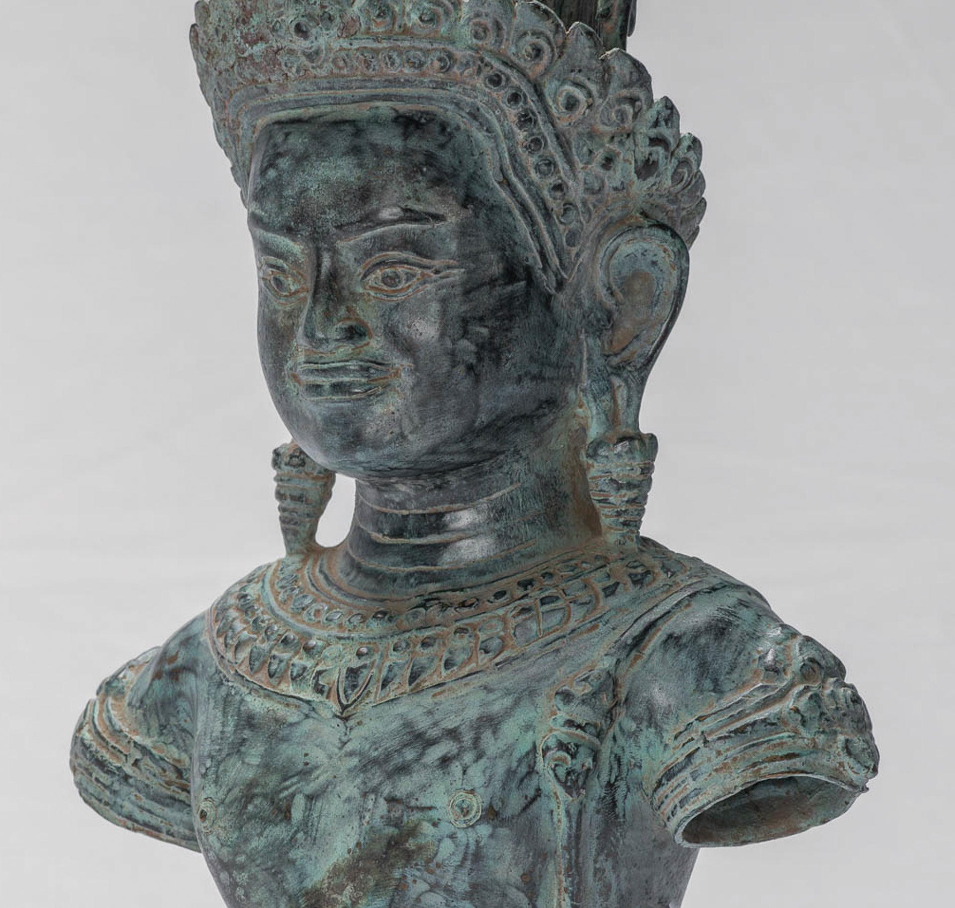 Vishnu Statue - Antique Khmer Style Angkor Wat Bronze Vishnu Statue - 37cm/15"