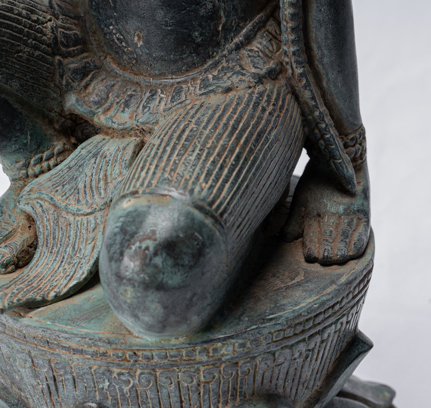 Apsara Statue - Antique Khmer Style Angkor Wat Bronze Kneeling Apsara or Angel - 35cm/14"