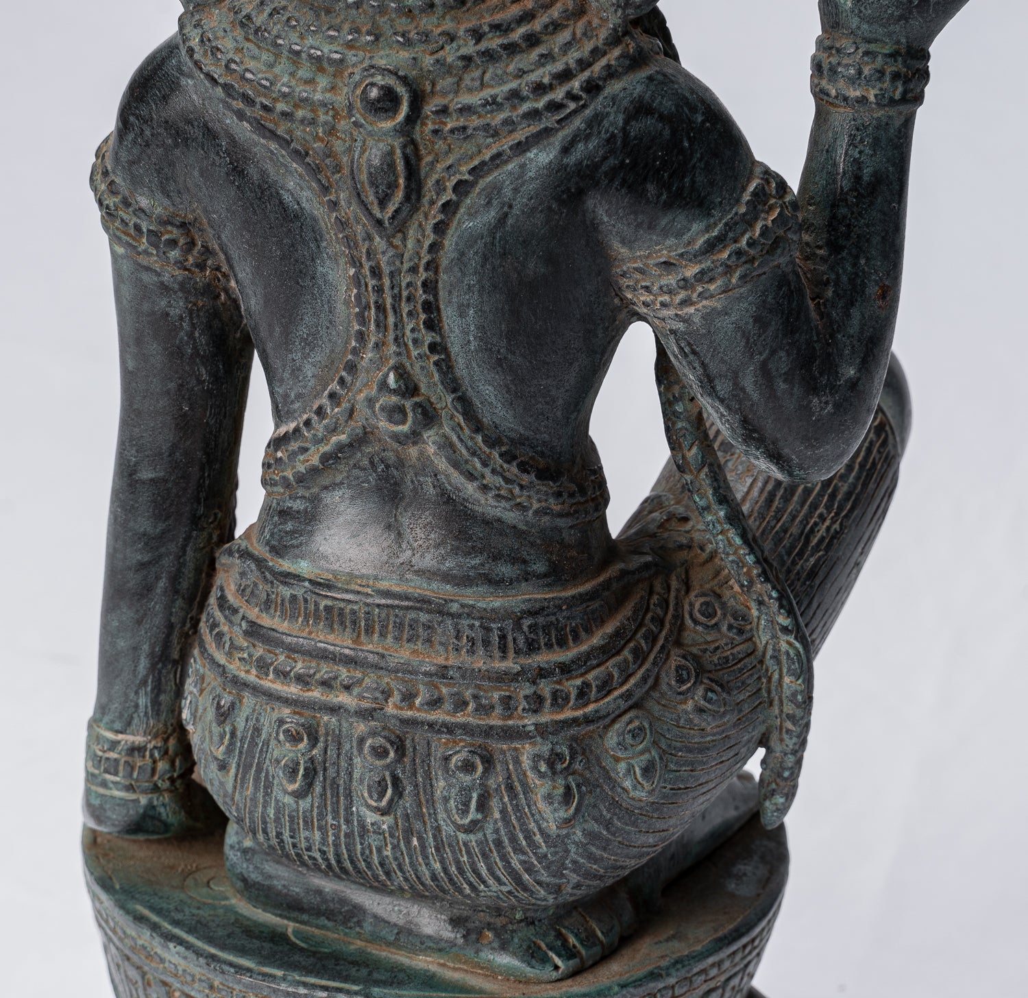 Apsara Statue - Antique Khmer Style Angkor Wat Bronze Kneeling Apsara or Angel - 35cm/14"