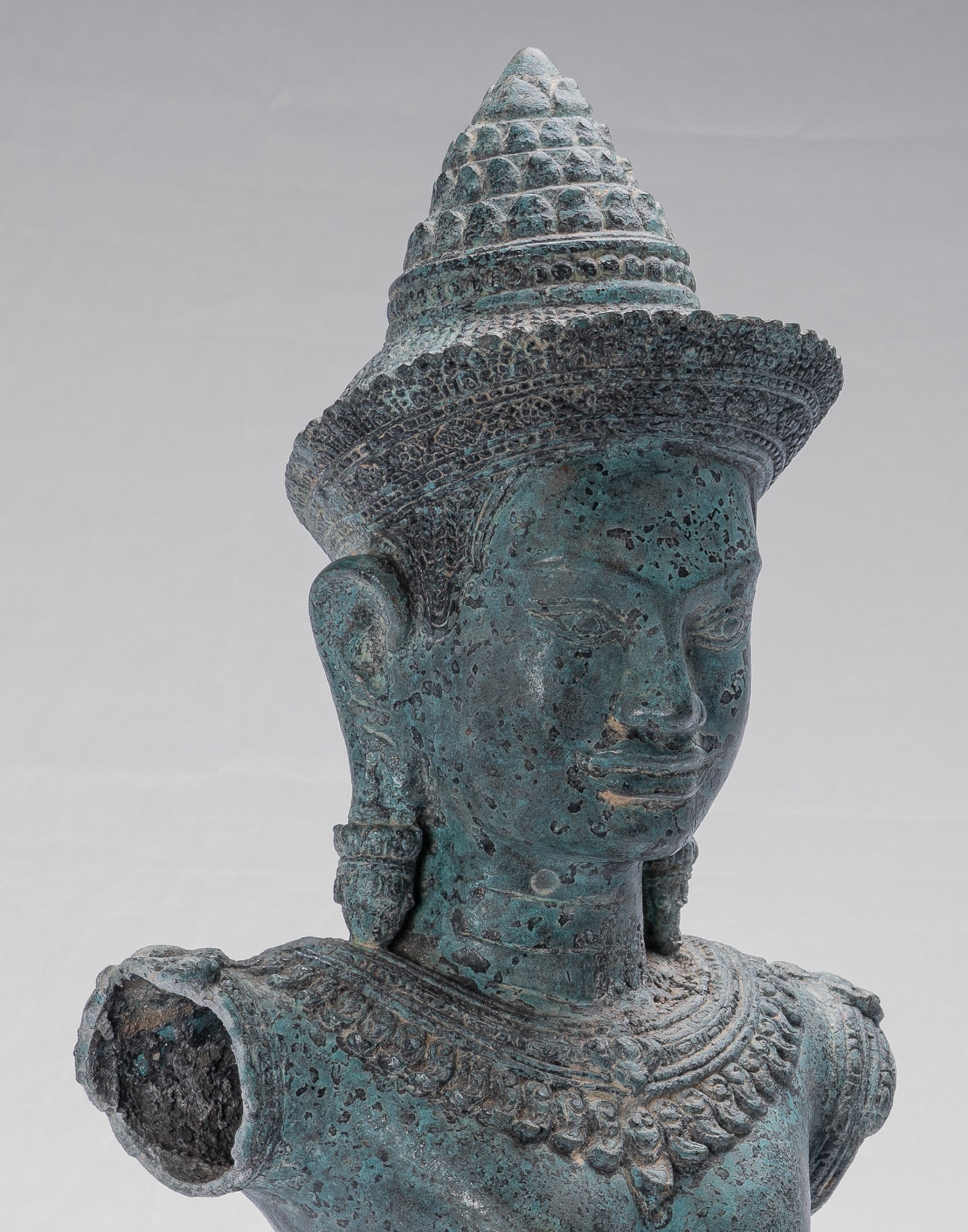 Lakshmi Statue - Antique Khmer Style Mounted Bronze Lakshmi / Devi Consort of Vishnu - 46cm /18"