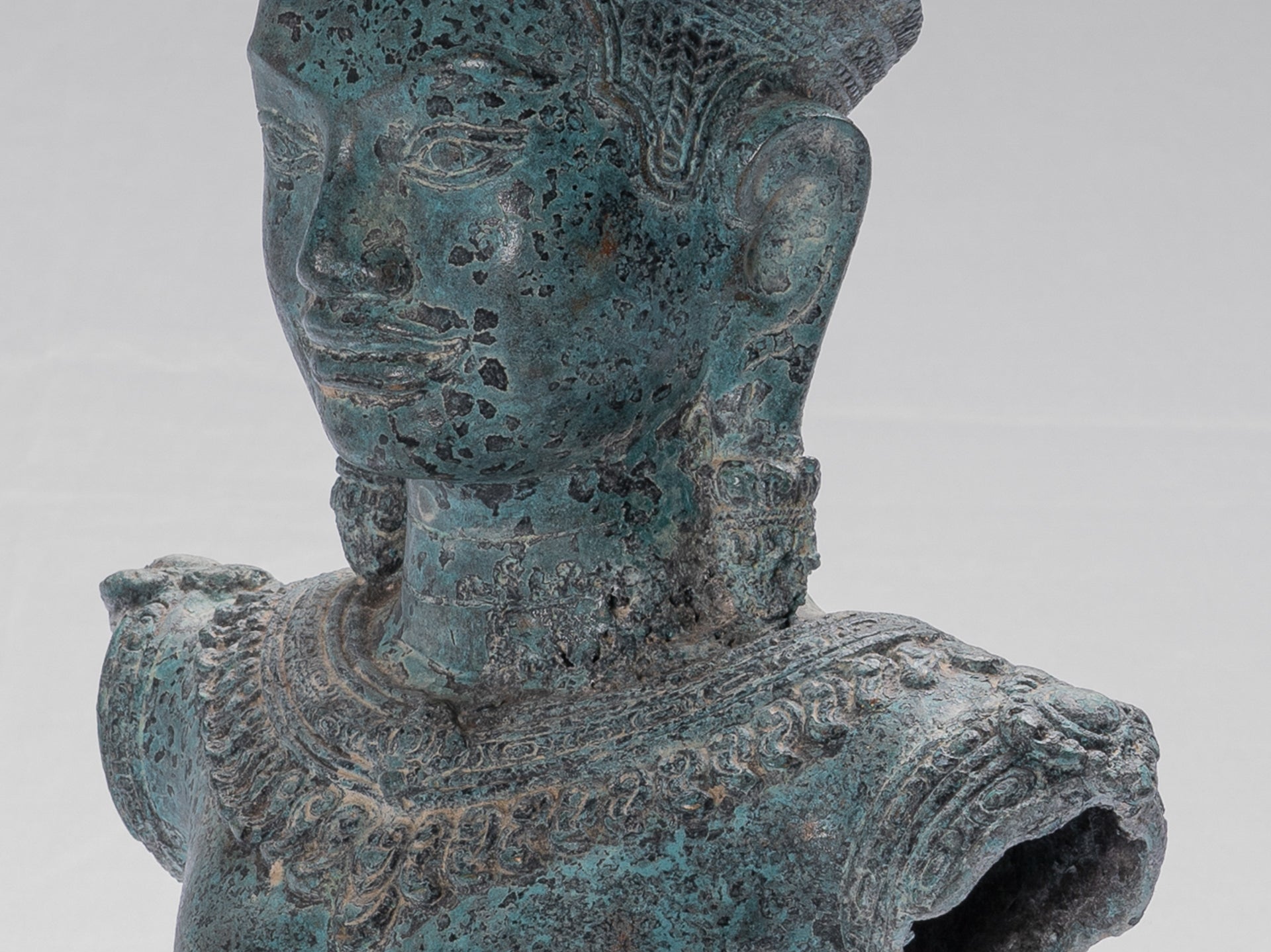 Lakshmi Statue - Antique Khmer Style Mounted Bronze Lakshmi / Devi Consort of Vishnu - 46cm /18"