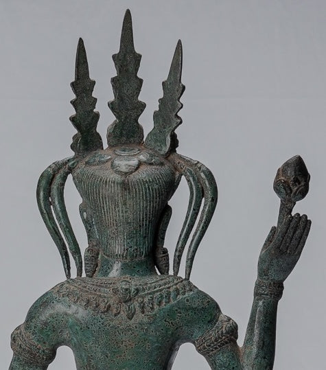 Apsara Statue - Antique Khmer Style Bronze Angkor Wat Apsara or Angel Statue - 62cm/25"