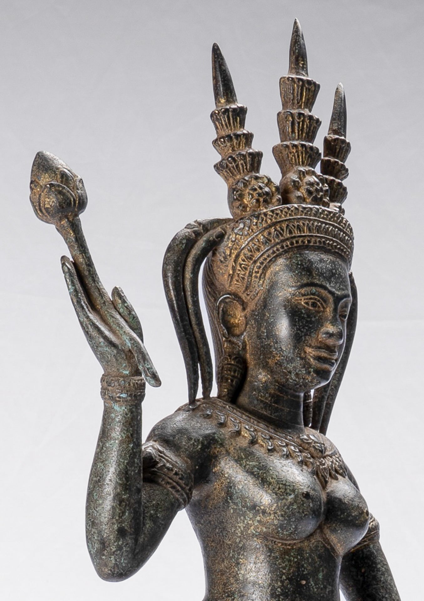 Apsara Statue - Antique Khmer Style Bronze Angkor Wat Apsara or Angel Statue - 61cm/24"
