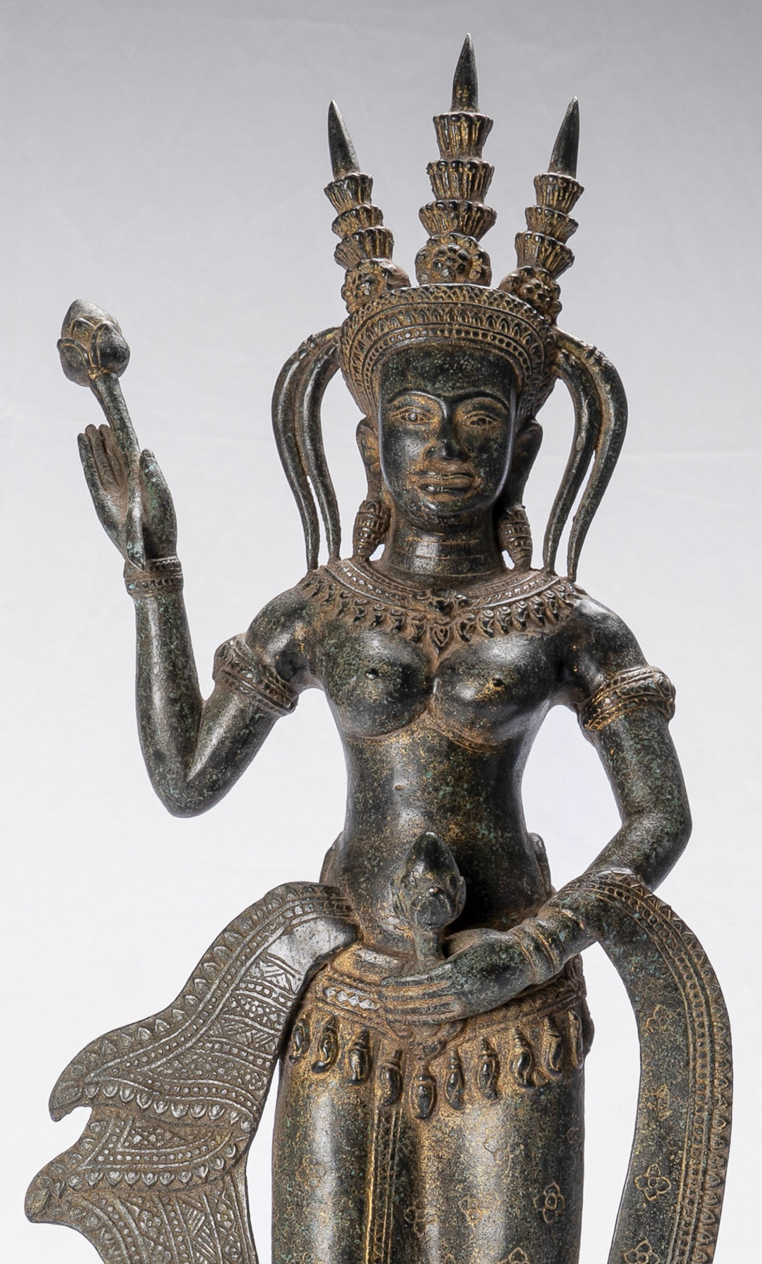 Apsara Statue - Antique Khmer Style Bronze Angkor Wat Apsara or Angel ...