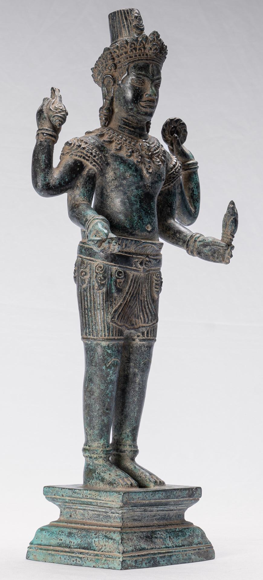 Shiva Statue - Antique Khmer Style Bronze Angkor Wat Style Shiva Statue - 44cm/18"