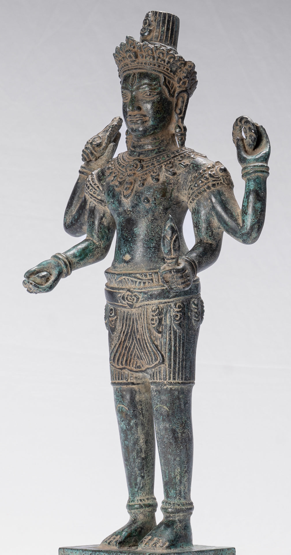 Shiva Statue - Antique Khmer Style Bronze Angkor Wat Style Shiva Statue - 44cm/18"