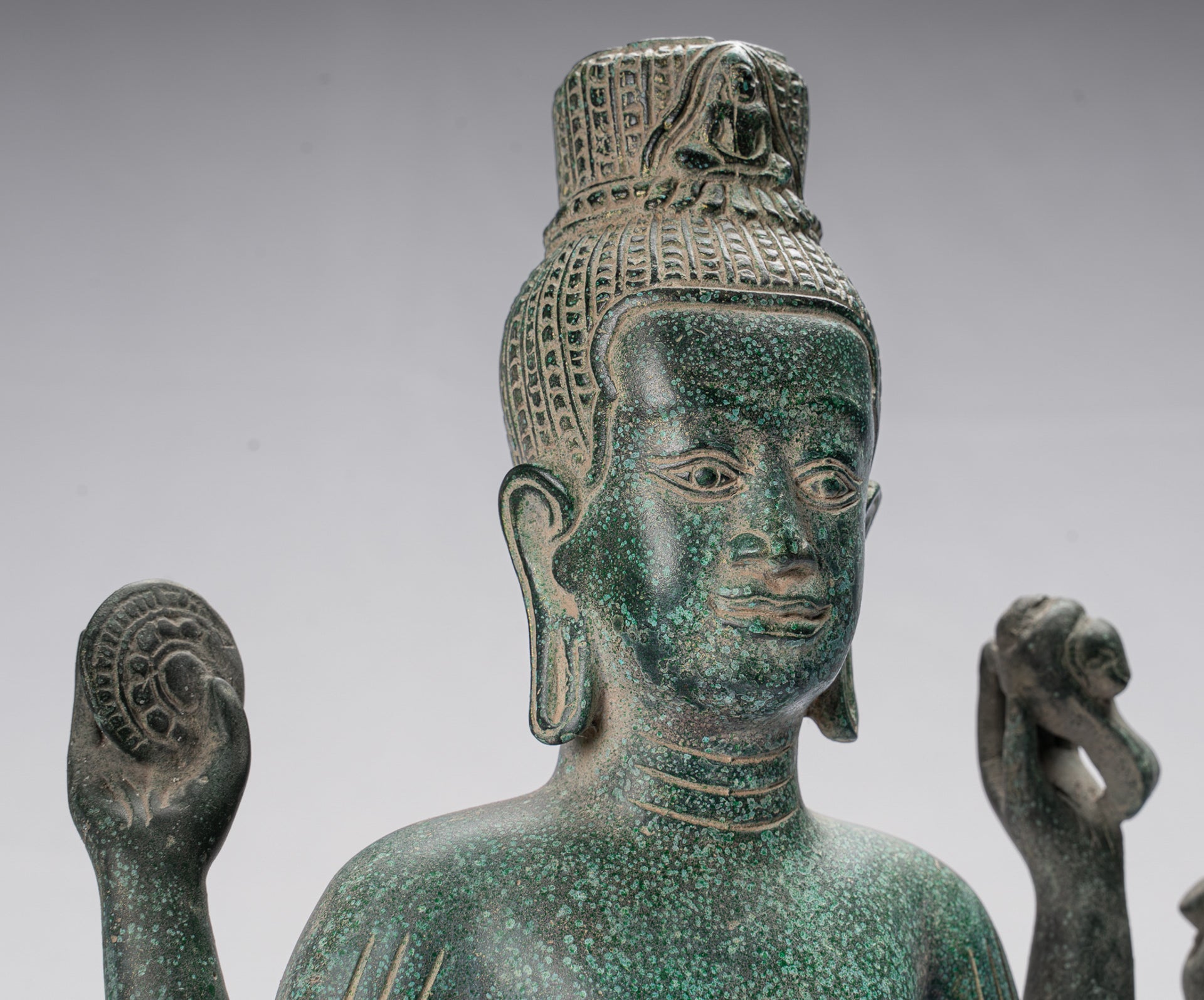 Antique Khmer Style Bronze Bayon Style Standing Lokeshvara Statue - 54cm/22"