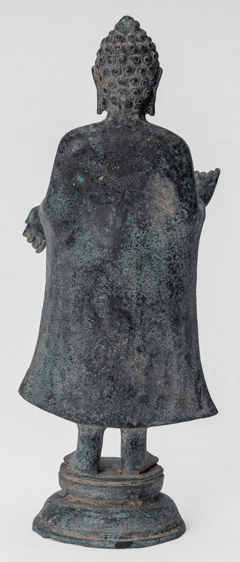 Buddha Statue - Antique Thai Style Dvaravati Bronze Standing Preaching Buddha Statue - 33cm/13"
