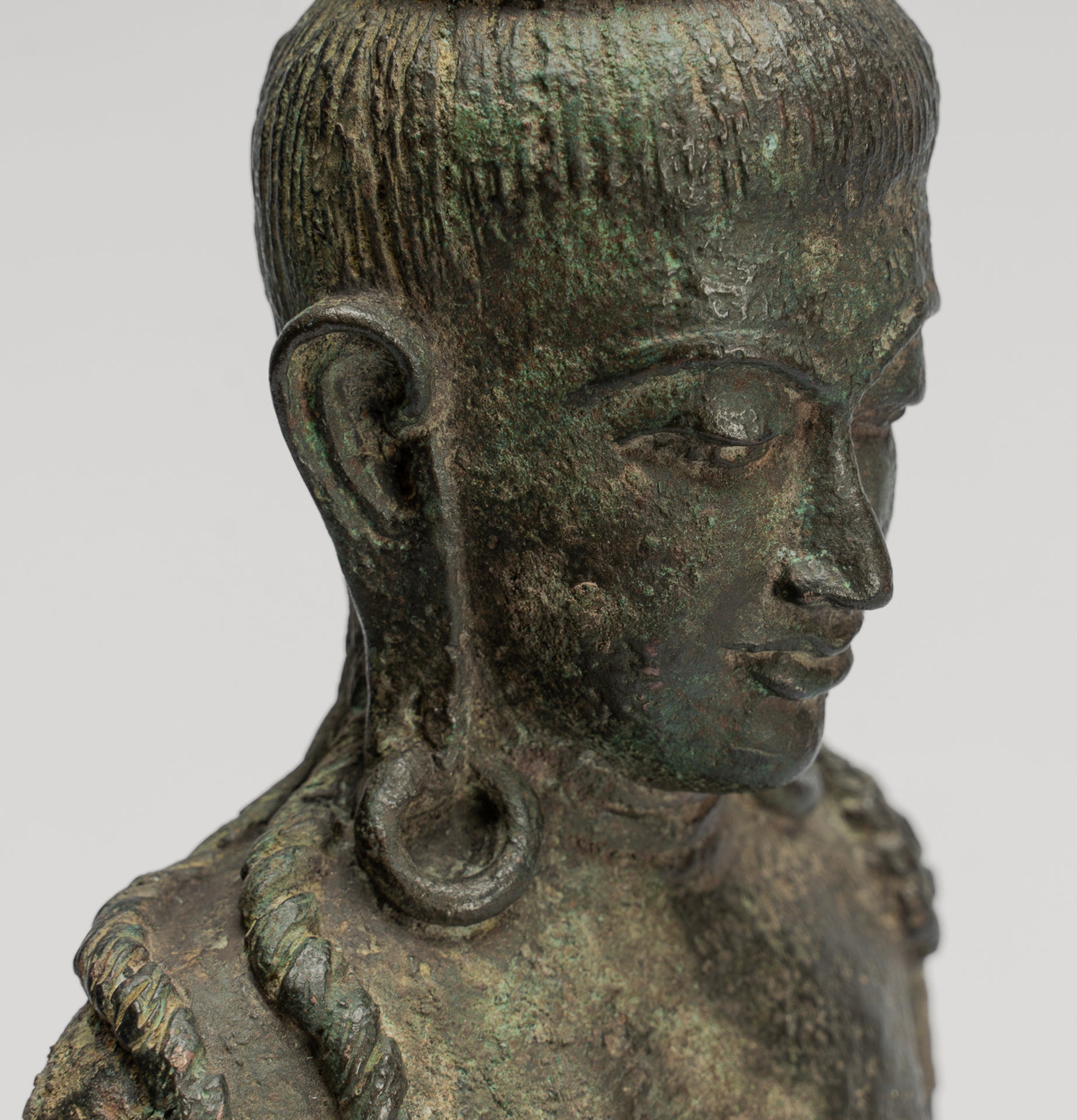 Antique Indonesian Style Javanese Majapahit Standing Bronze Lokeshvara Statue - Protector & Preserver - 44cm/18"