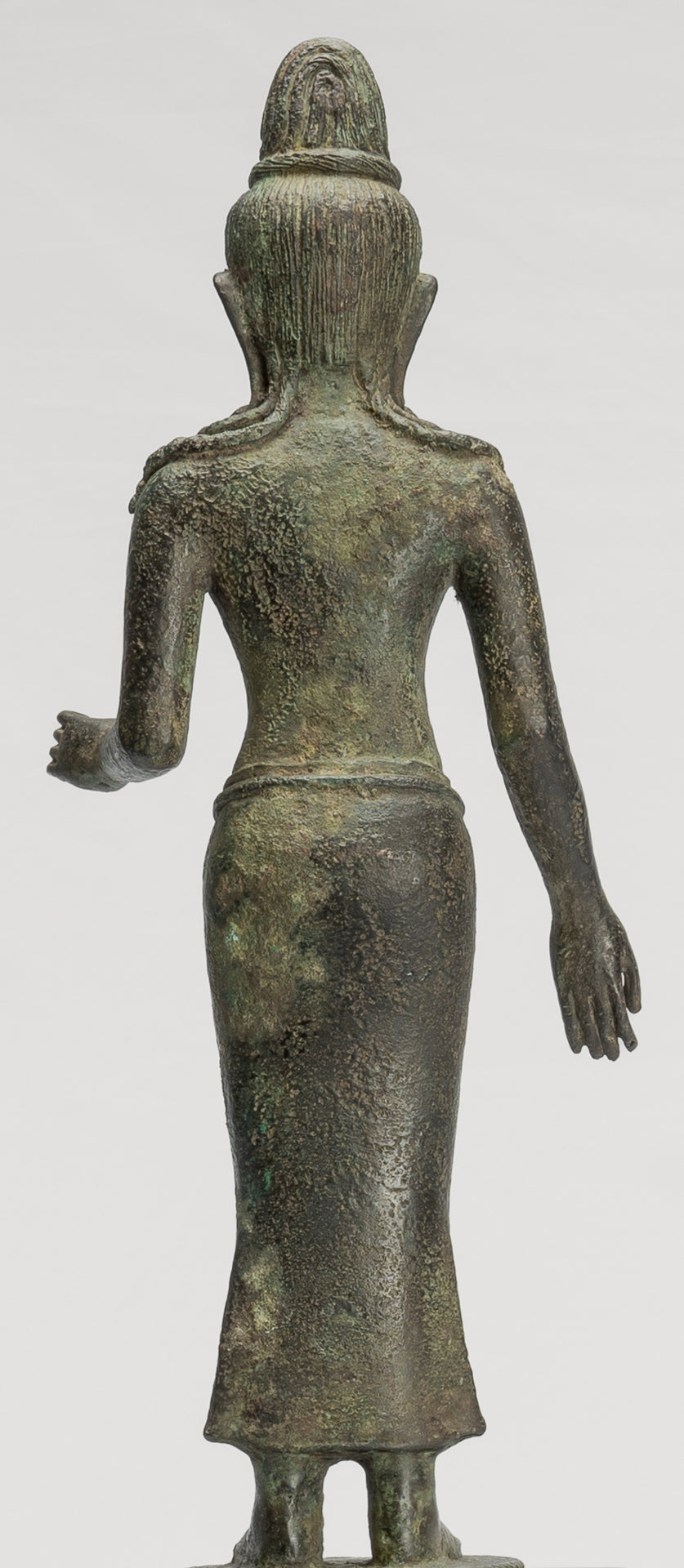 Antique Indonesian Style Javanese Majapahit Standing Bronze Lokeshvara Statue - Protector & Preserver - 44cm/18"