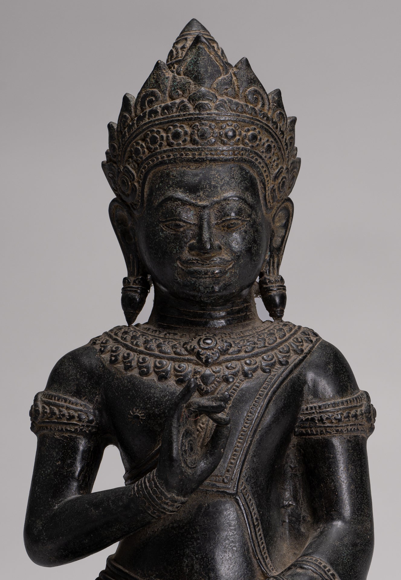 Buddha Statue - Antique Burmese Style Bronze Seated Teaching Shan Buddha Statue - 39cm/16"