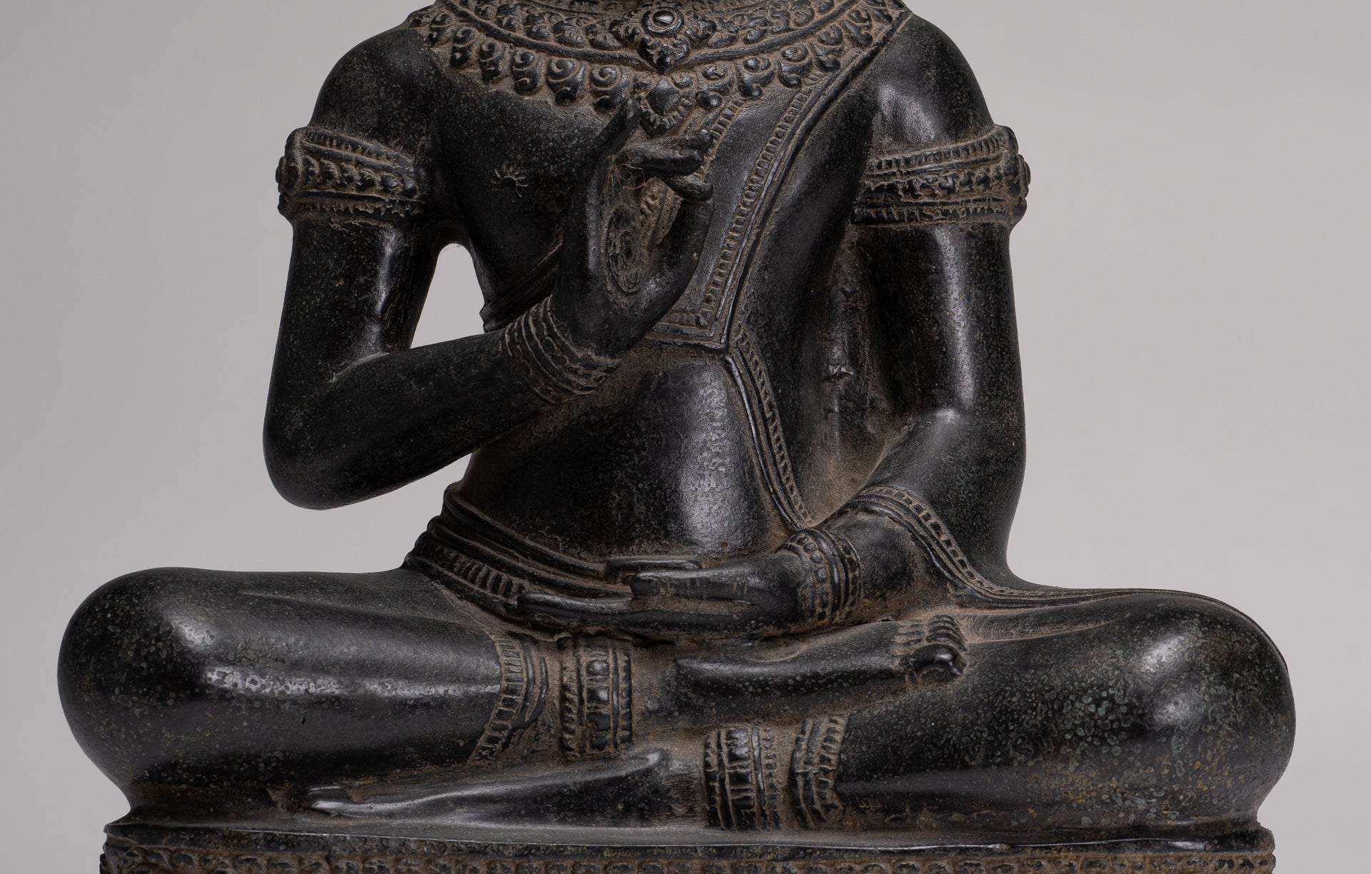 Buddha Statue - Antique Burmese Style Bronze Seated Teaching Shan Buddha Statue - 39cm/16"