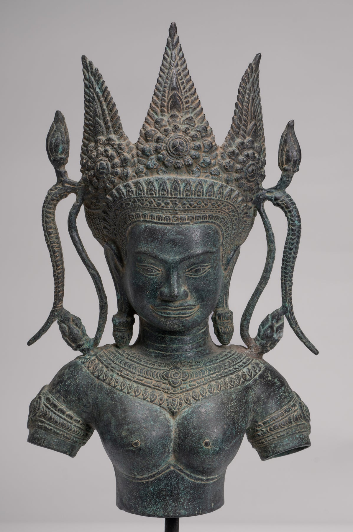 Antique Khmer Style Bronze Angkor Wat Apsara Torso or Angel Statue - 5 ...