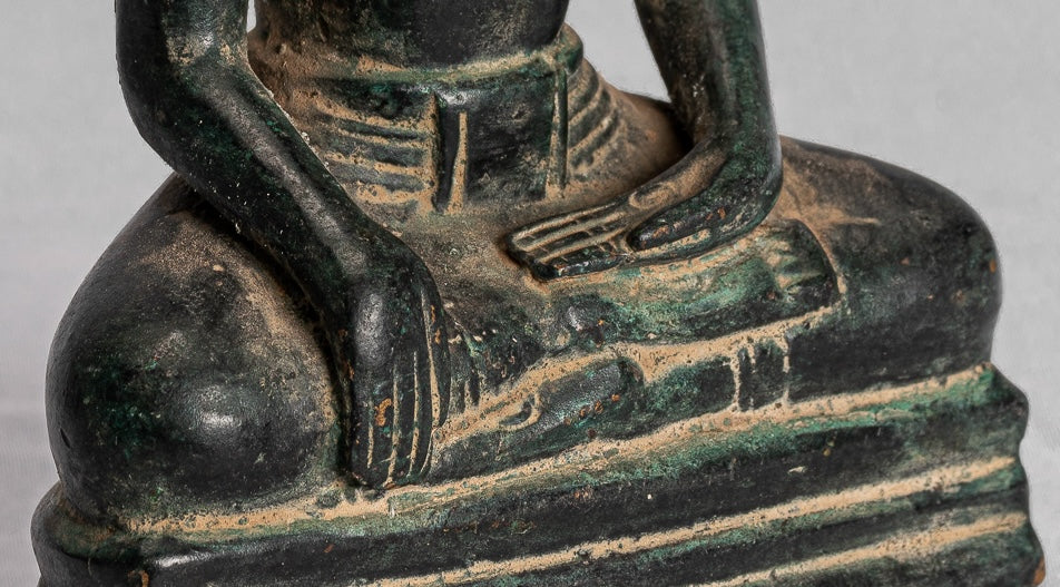 Buddha Statue - Antique Khmer -Stil Bronze Erleuchtung Phnom da Buddha Statue - 15 cm/6 "