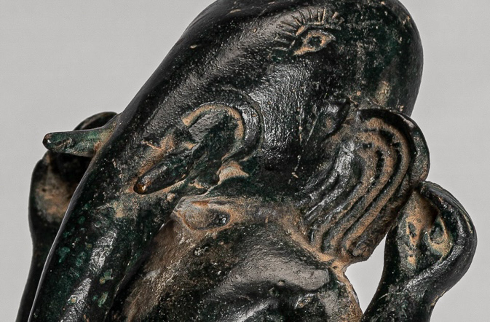 Ganesha Statue - Antique Vietnamese Style Bronze Standing Cham Four-Arm Ganesha Statue - 20cm/8"