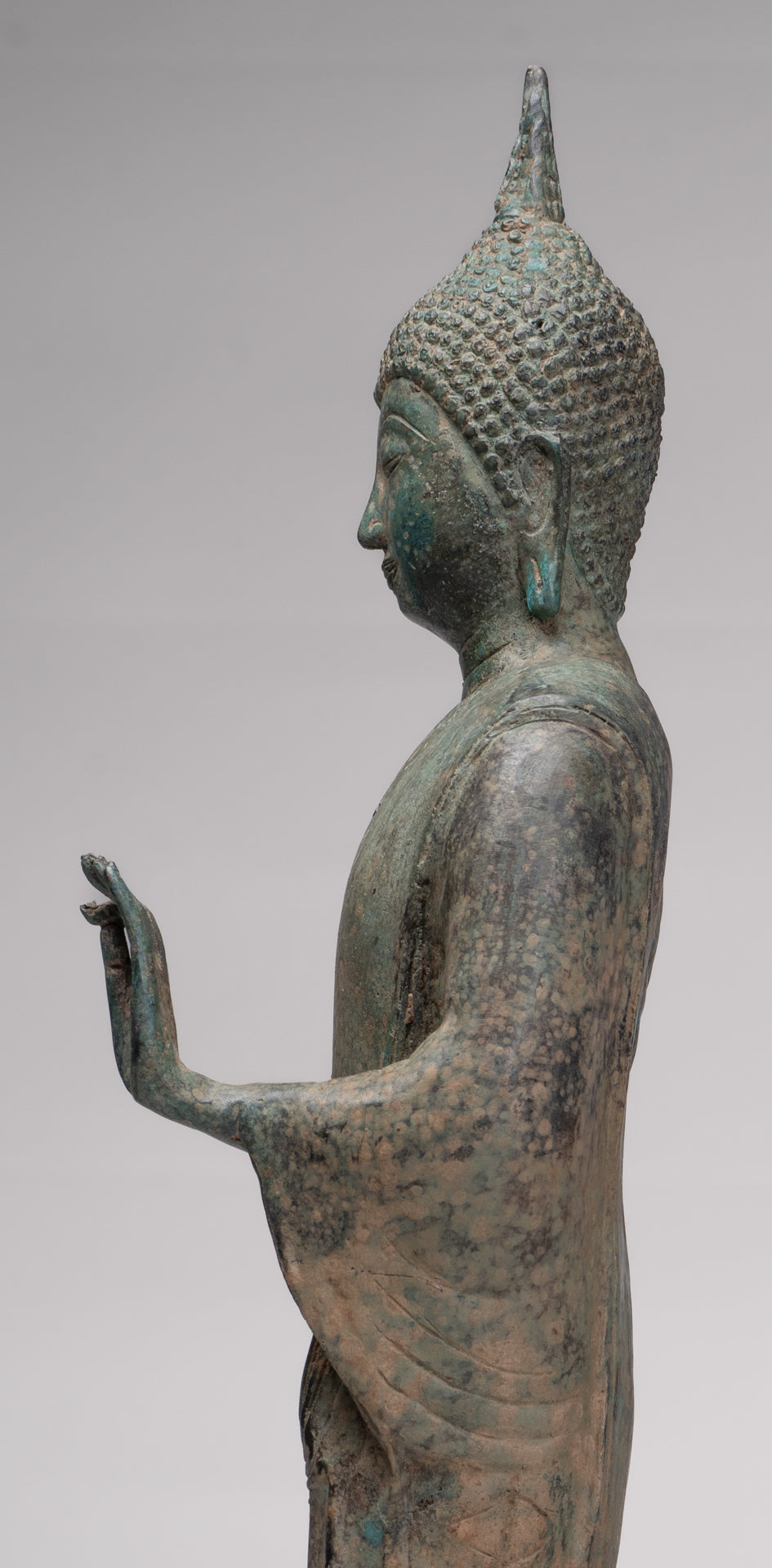 Antique Sukhothai Style Standing Bronze Protection Walking Buddha Statue - 65cm/26"