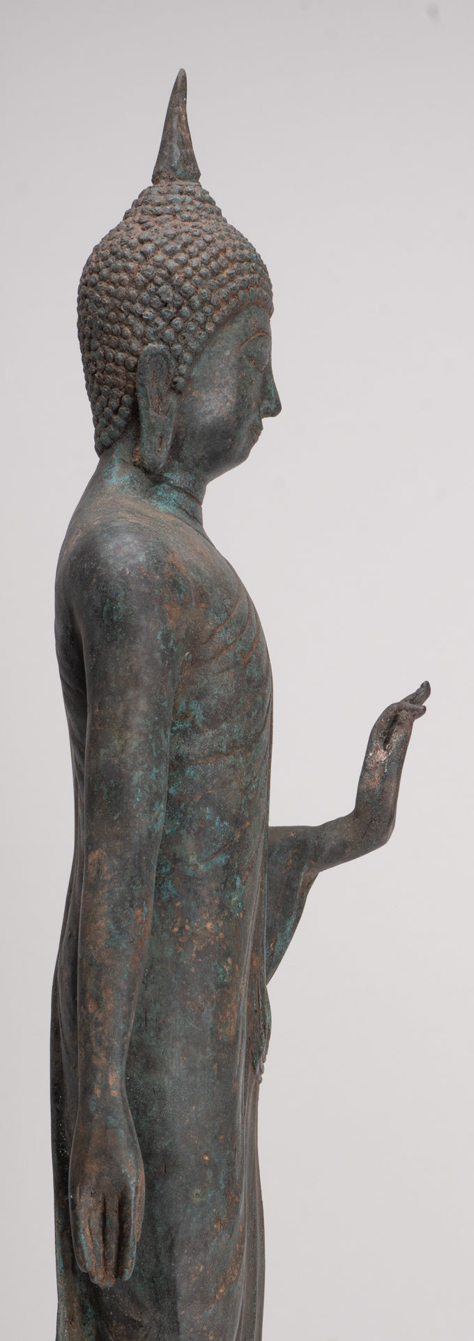 Antique Sukhothai Style Standing Bronze Protection Walking Buddha Statue - 65cm/26"