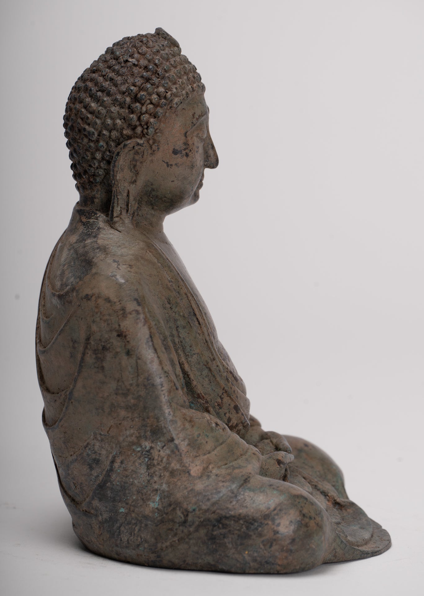 Japanese Buddha - Antique Japanese Style Bronze Seated Meditation Amitabha Buddha Statue - 18cm/7"