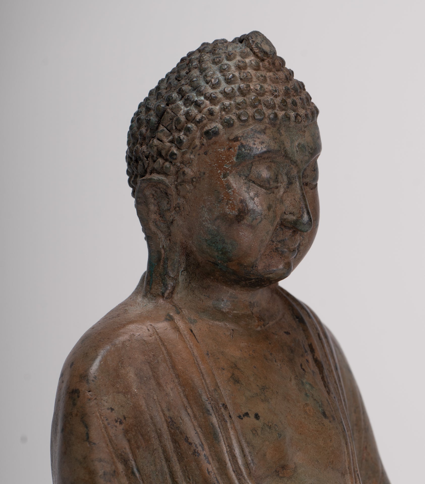 Japanese Buddha - Antique Japanese Style Bronze Seated Meditation Amitabha Buddha Statue - 18cm/7"