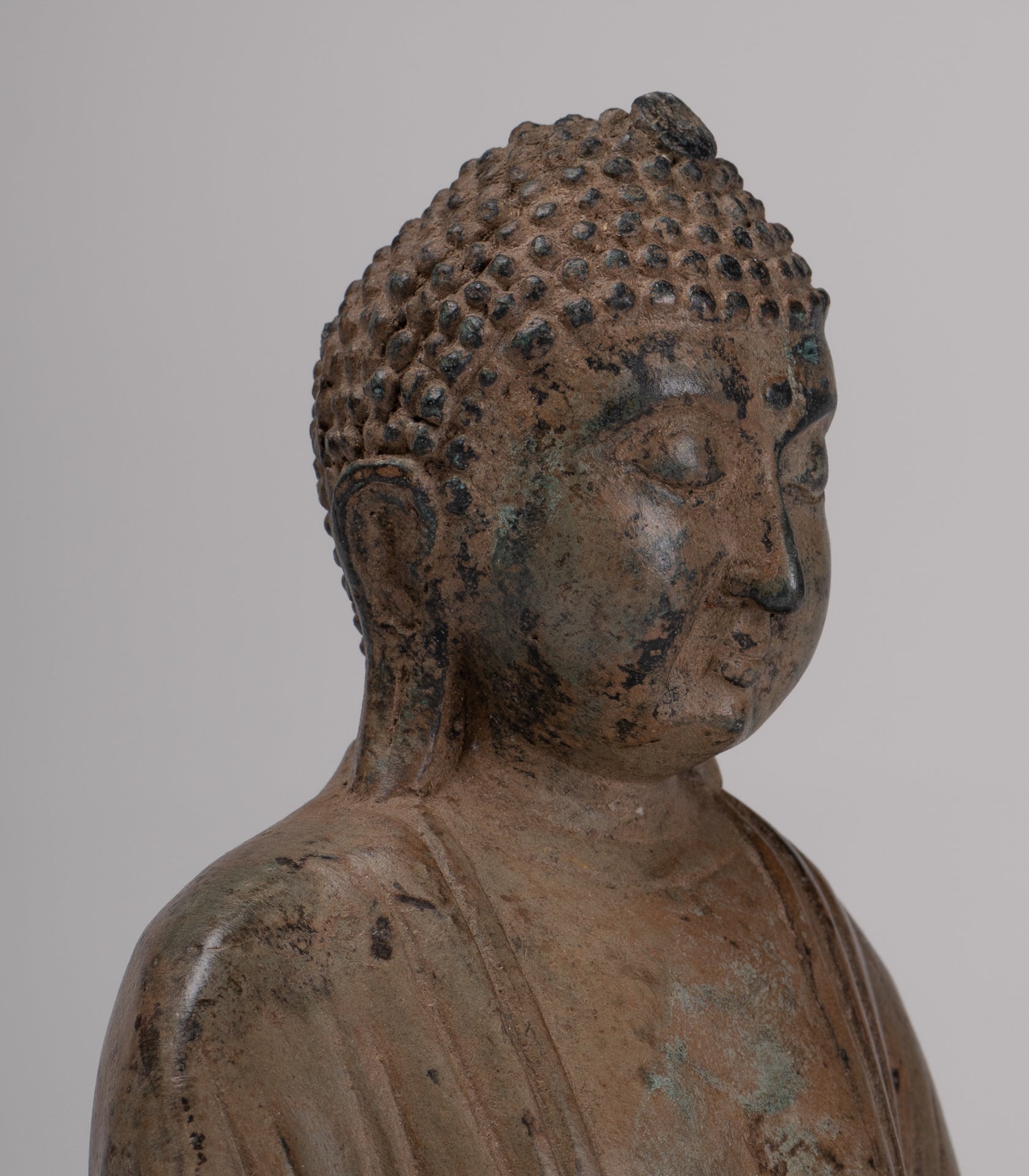 Japanese Buddha - Antique Japanese Style Bronze Seated Meditation Amitabha Buddha Statue - 18cm/7"