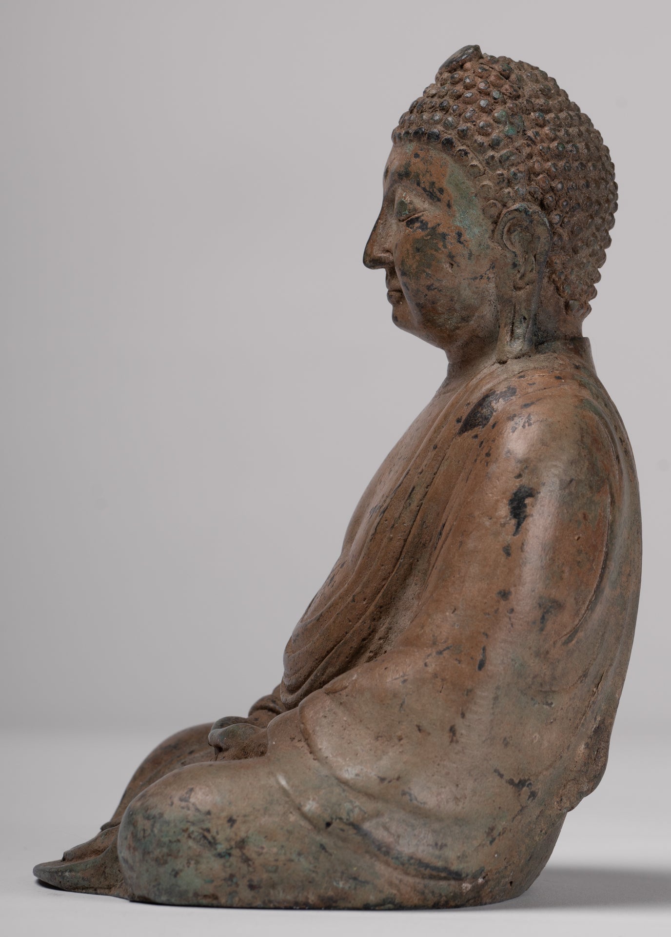 Japanese Buddha - Antique Japanese Style Bronze Seated Meditation Amitabha Buddha Statue - 18cm/7"