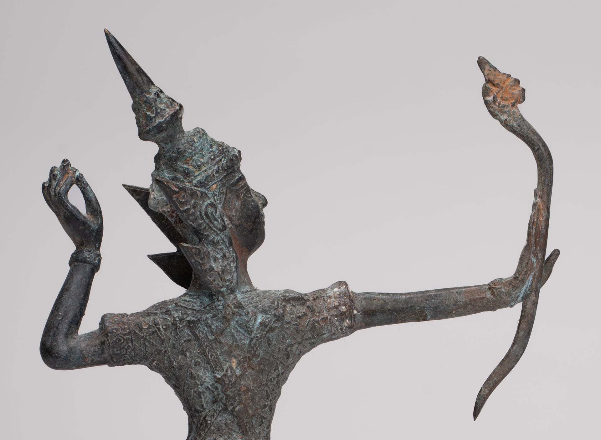 Rama Statue - Antique Thai Style Bronze Thai Rama - Avatar of Vishnu - 26cm/11"