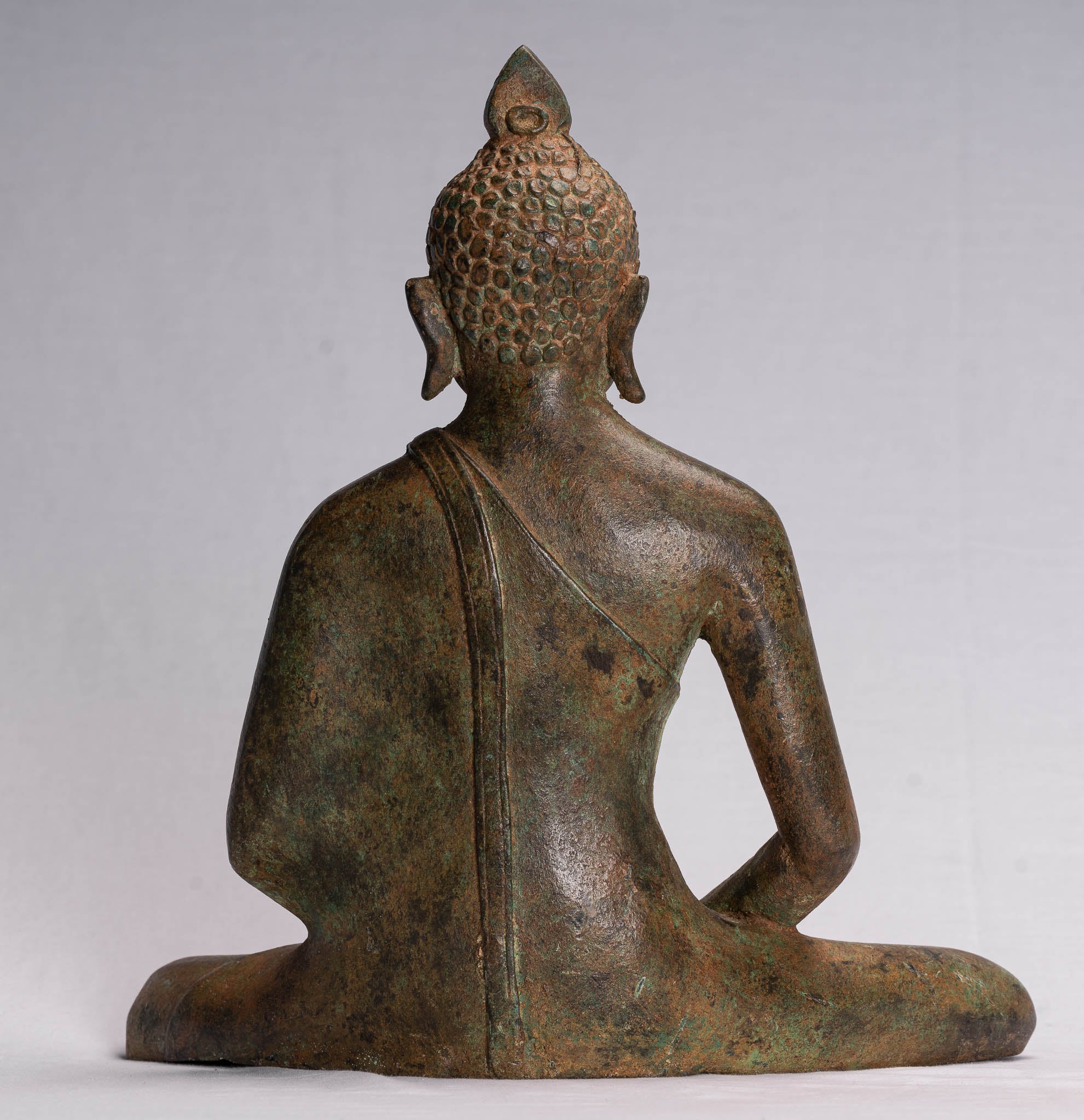 Statua Buddha - Antique Sri Lanka in stile Bronzo Meditazione seduta statua di Buddha - 35 cm/14 "