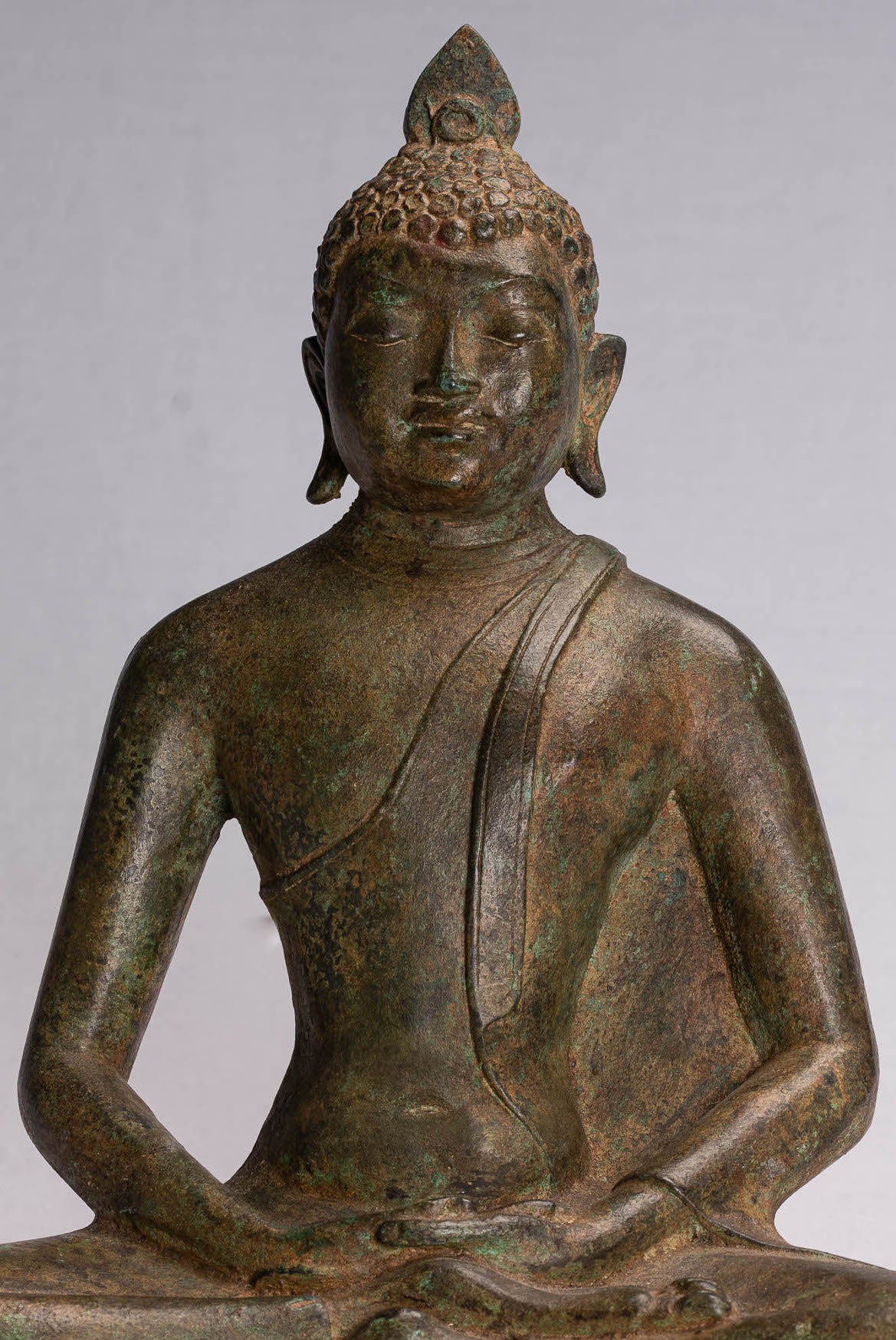 Statua Buddha - Antique Sri Lanka in stile Bronzo Meditazione seduta statua di Buddha - 35 cm/14 "