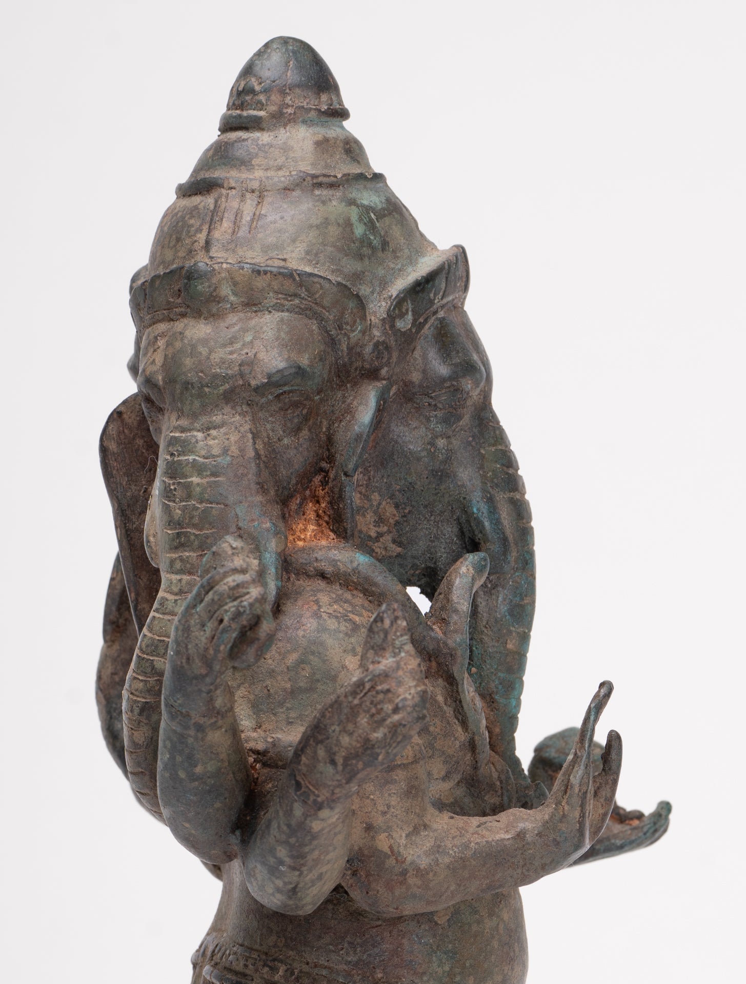 Ganesha Statue - Antique Thai Style Bronze Standing 6-Arm Ganesha Statue - 33cm/13"