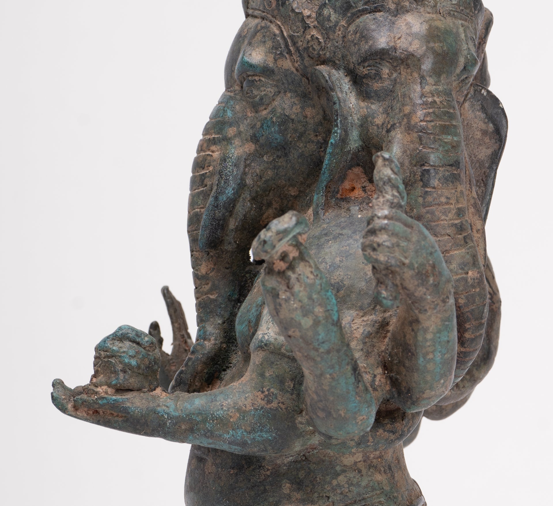 Ganesha Statue - Antique Thai Style Bronze Standing 6-Arm Ganesha Statue - 33cm/13"
