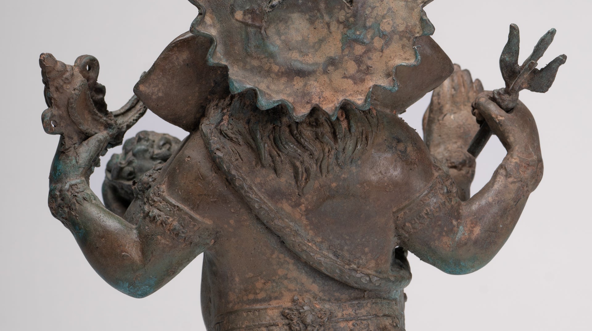 Ganesha Statue - Antique Thai Style Bronze Standing 4-Arm Ganesha Statue - 35cm/14"