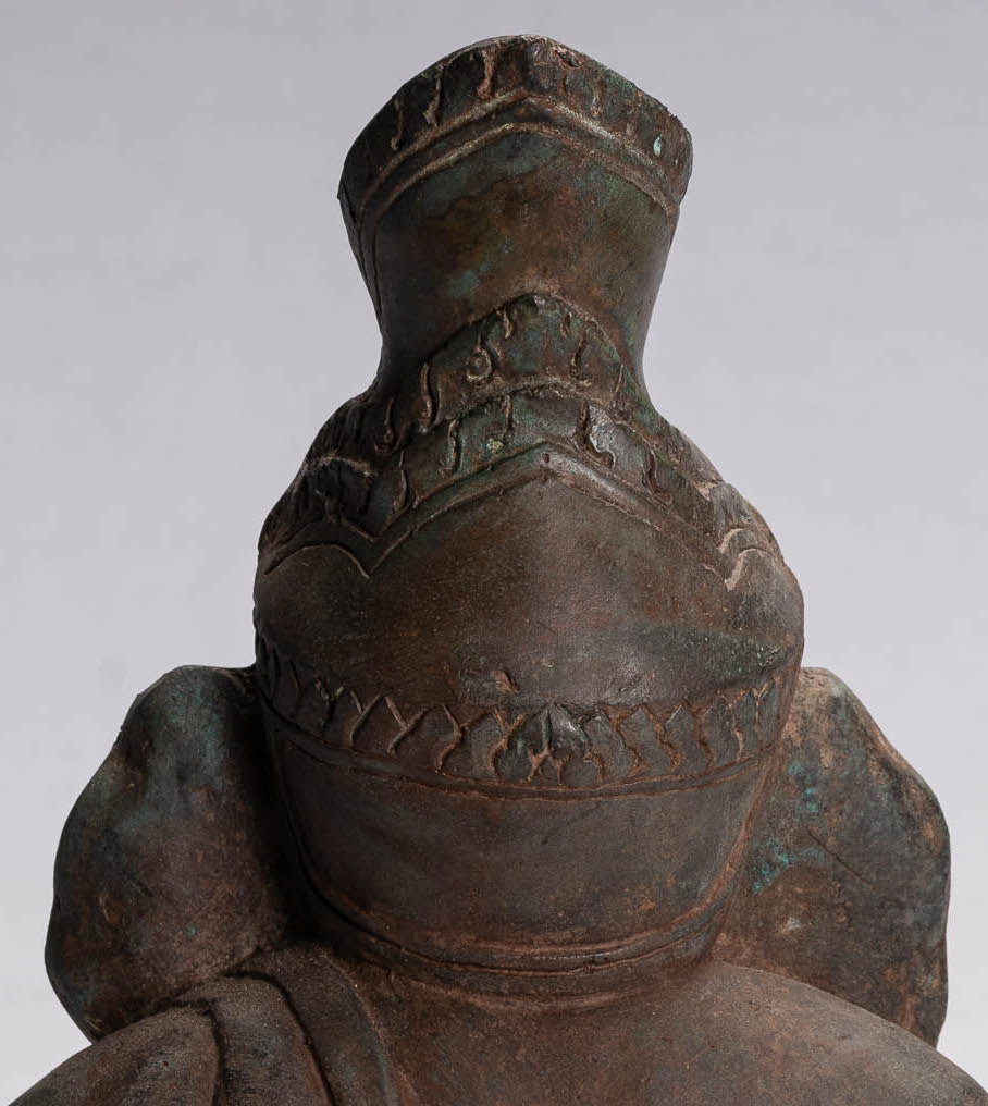 Ganesha Statue-Antike Thai Style Bronze Seated Ganesh Statue-31cm/12 "