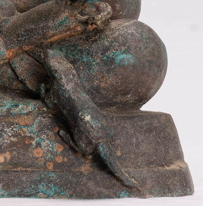 Ganesha Statue-Antike Thai Style Bronze Seated Ganesh Statue-31cm/12 "