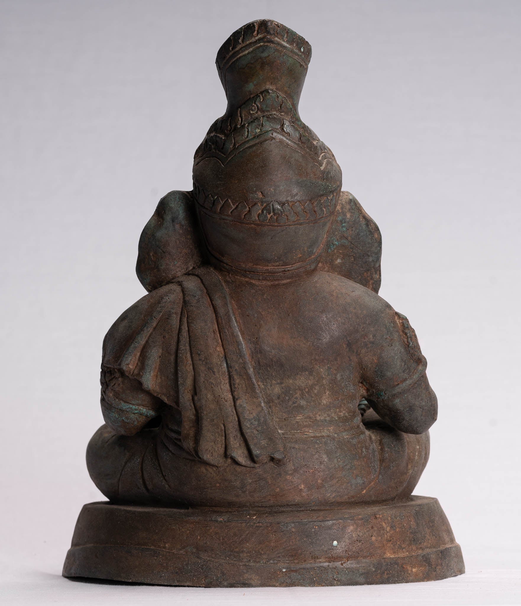 Ganesha Statue-Antike Thai Style Bronze Seated Ganesh Statue-31cm/12 "